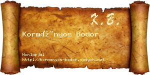 Kormányos Bodor névjegykártya
